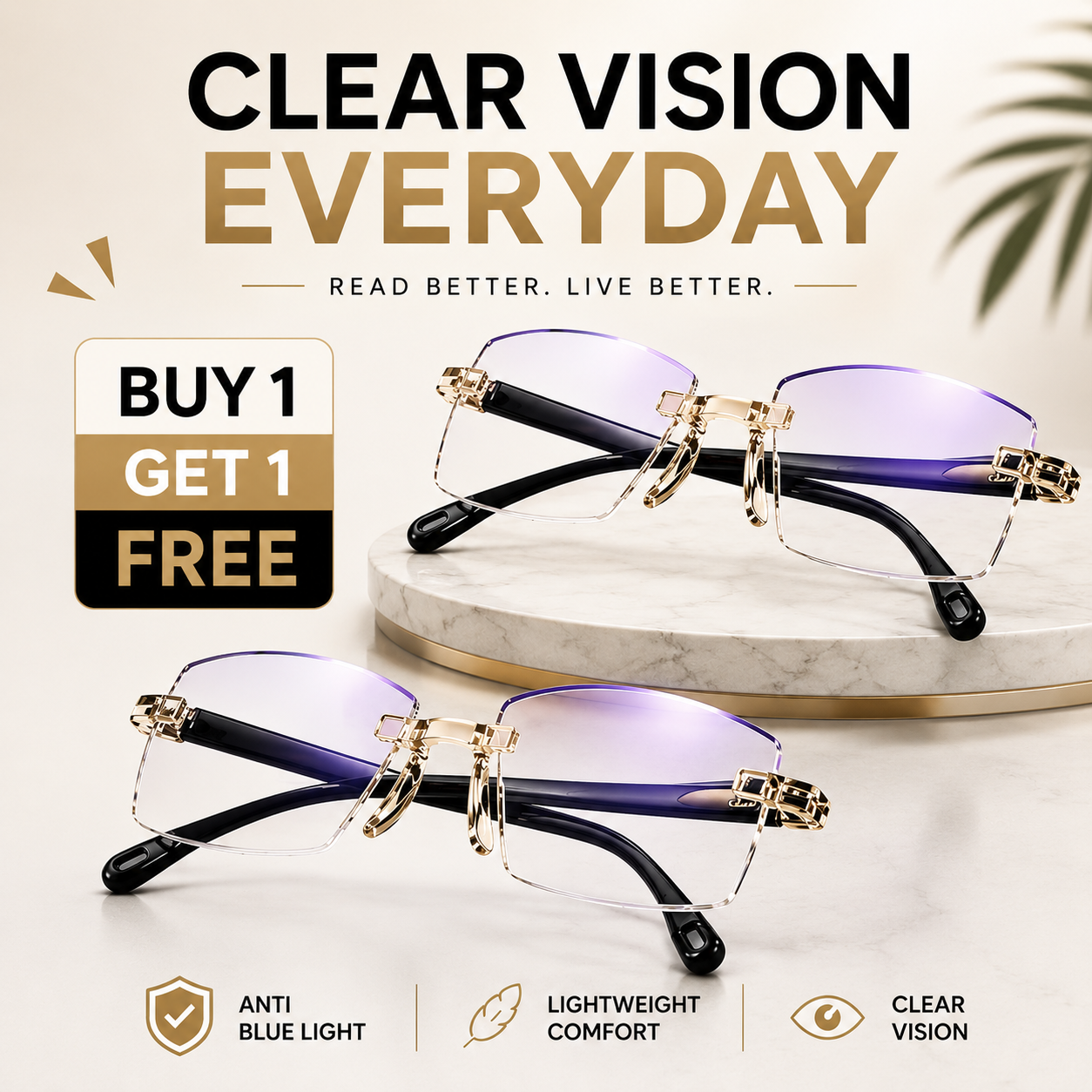 Daily Use Reading Glasses - Buy 1 Get 1 Free