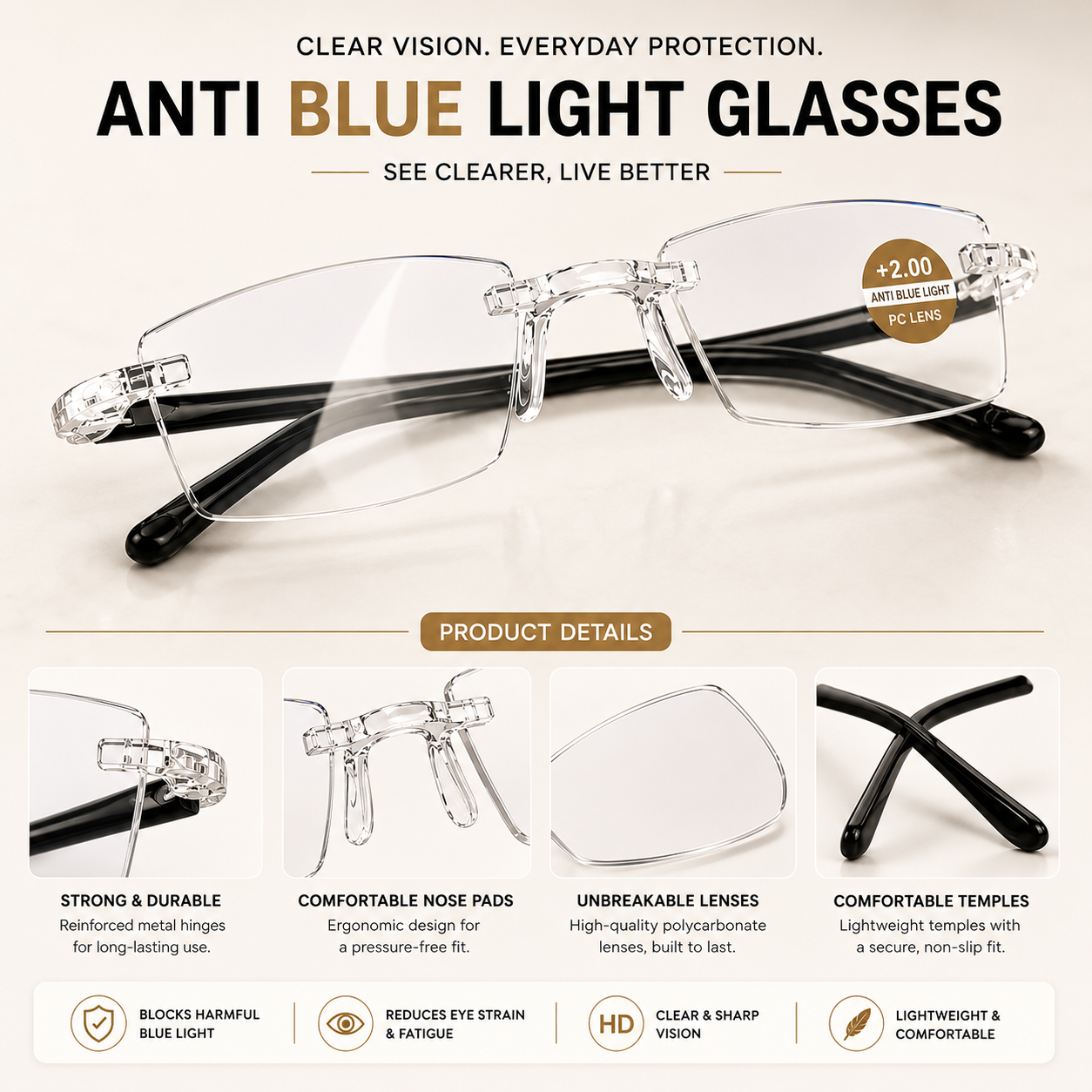 Daily Use Reading Glasses - Buy 1 Get 1 Free