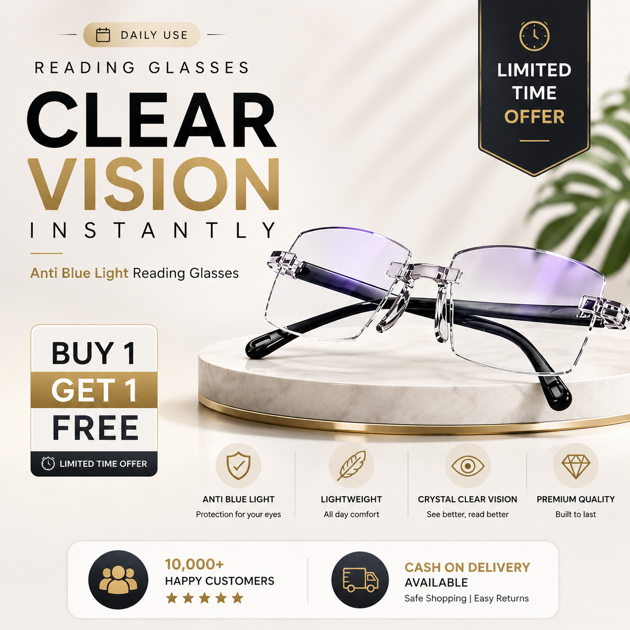 Daily Use Reading Glasses - Buy 1 Get 1 Free